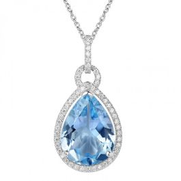 Blue topaz pear drop silver pendant - Queen Elizabeth II Jewellery