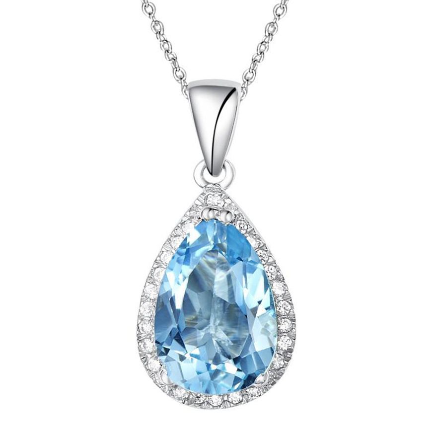 Sterling silver blue topaz pendant necklace