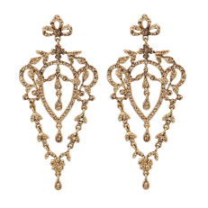 Gold plated delicate long crystal stud earrings