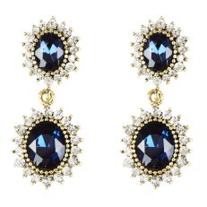 Double crystal sapphire drop stud earrings